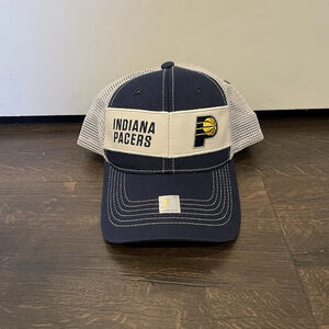 NBA Indiana Pacers Cap Hat Blue White One Size Adjustable Basketball Mesh Snap